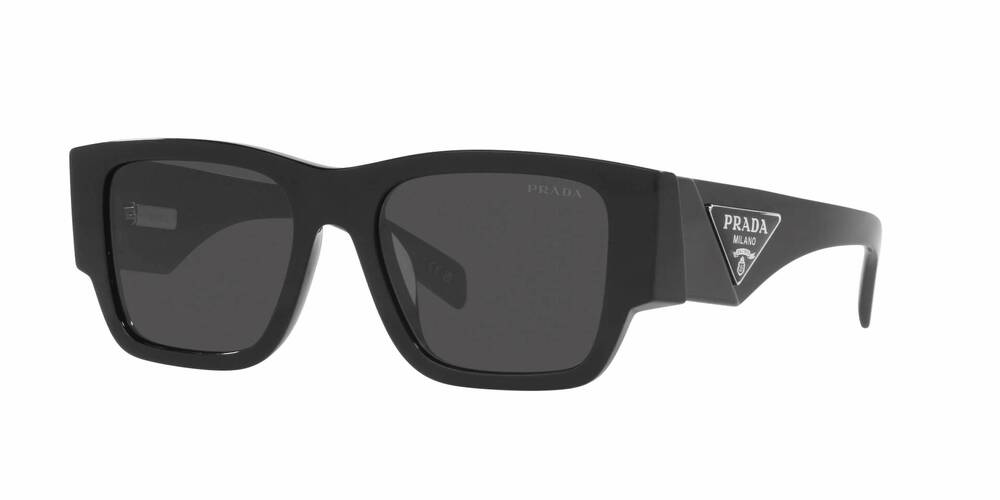 NEW PRADA men's 10zs square sunglasses in black - dark grey